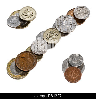 UK-Münze Schriftart Zahlen Buchstaben Wörter