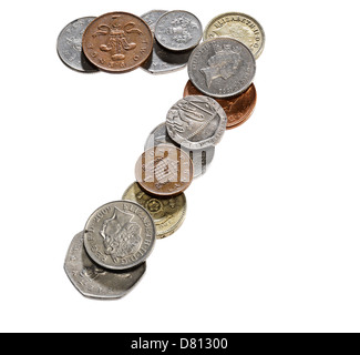 UK-Münze Schriftart Zahlen Buchstaben Wörter