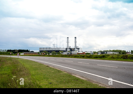 Totale Spalding Kraftwerk mit der A16 im Vordergrund. Keine Autos. Stockfoto
