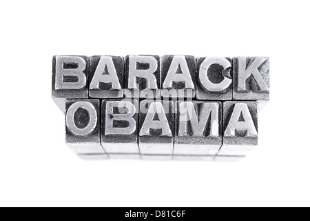 Barack Obama Zeichen, Antik Metall Schrifttyp Stockfoto