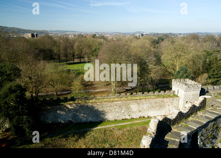 Bute Park von der Burg, Cardiff, Südwales. Stockfoto