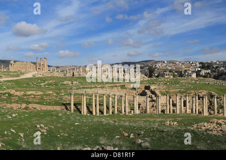 Die alte Stadt Jerash in Jordanien, die während der Bronzezeit (3200-1200 v. Chr.) von den Römern gebaut Stockfoto