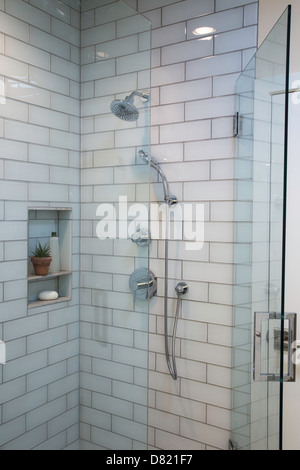 Große begehbare Dusche Stall, Wohnhaus, USA Stockfoto