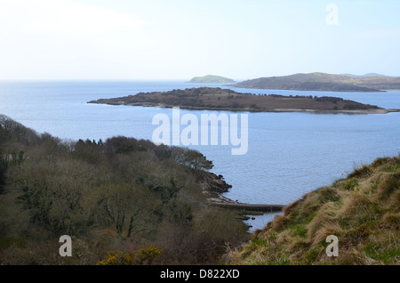 Ein Blick auf rauen Insel aus einem Ort zwischen Kippford und Rockcliffe in Dumfries and Galloway, Schottland. Stockfoto