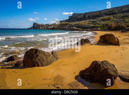 leere Ramly Strand auf Gozo, Malta Stockfoto