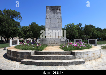 Enosis-Denkmal, Spianada, Gärten, Old Town, Korfu-Stadt, Insel Korfu, Griechenland, Europa Stockfoto