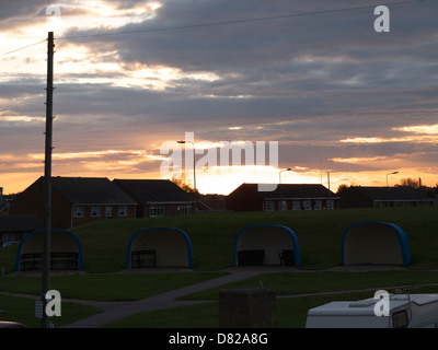 Sonnenuntergang über Queens Park, Mablethorpe, Lincolnshire Stockfoto