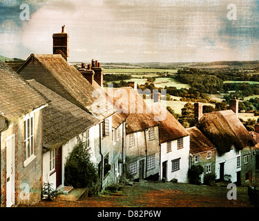 GB - DORSET: Gold Hill in Shaftesbury (digitale Kunst) Stockfoto