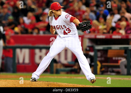 Anaheim, Kalifornien, USA. 17. Mai 2013. Angels' Garrett Richards #43 Stellplätze während der Major League Baseball Spiel zwischen den Chicago White Sox und die Los Angeles Angels of Anaheim im Angel Stadium in Anaheim, Kalifornien. Josh Thompson/Cal Sport Media/Alamy Live-Nachrichten Stockfoto