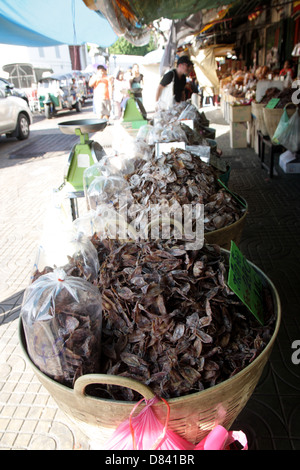 Getrocknete Garküche am Tha Tian getrocknet Meer Lebensmittel-Markt in Bangkok, Thailand Stockfoto