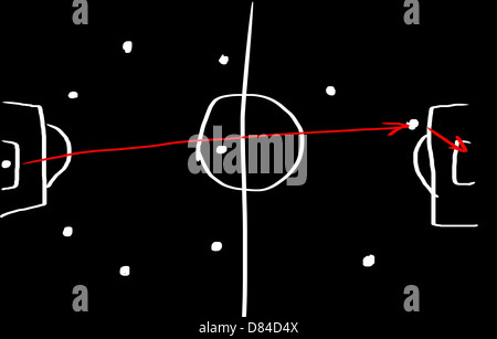 Fußball-Spiel-Strategie auf einer Tafel Stockfoto