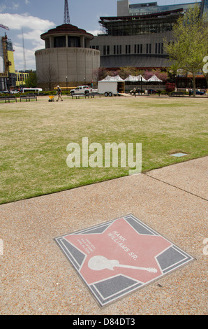 Nashville Tennessee. Music City Walk of Fame Park. Berühmte Country & Western Music Gehsteig "Sterne" Hank Williams Star. Stockfoto