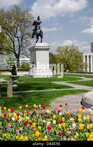 Nashville Tennessee. Tennessee State Capitol, Einwohnermeldeliste der historischen Sehenswürdigkeiten. Ostgarten. Stockfoto