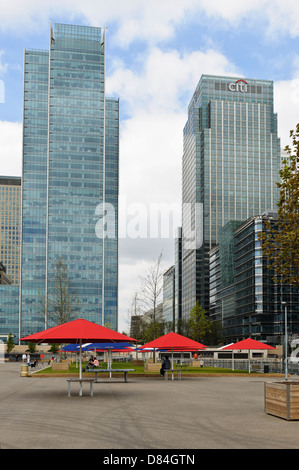 Kultige Citi Gebäude, Canary Wharf, London, England, Vereinigtes Königreich. Stockfoto