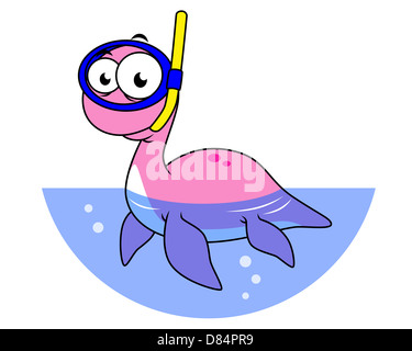 Illustration einer Schnorcheln Ungeheuer von Loch Ness. Stockfoto
