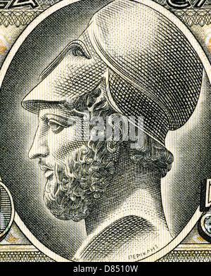 Perikles (495– 429 BC) auf 50 Drachmai 1955 Banknote aus Griechenland. Stockfoto