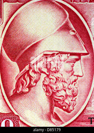 Themistokles (524-459 v. Chr.) auf 100 Drachmai 1955 Banknote aus Griechenland. Athener Politiker und General. Stockfoto