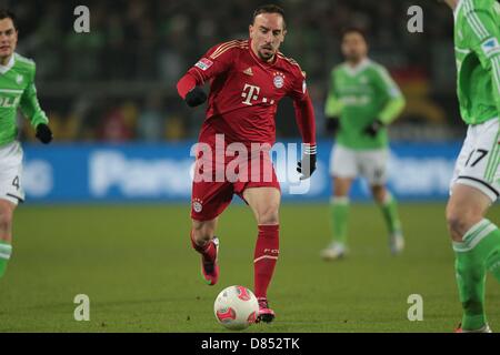 Franck Ribery (Bayern), 15. Februar 2013 - Fußball / Fußball: Bundesliga-Spiel zwischen VfL Wolfsburg 0-2 FC Bayern München in der Volkswagen Arena in Wolfsburg, Deutschland. (Foto: AFLO) Stockfoto