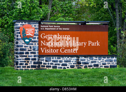 Gettysburg National Military Park Zeichen, Adams County, Pennsylvania, USA Stockfoto