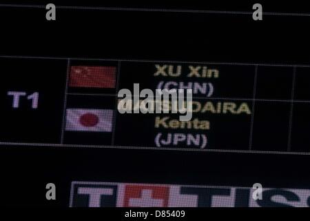 Paris, Frankreich. 19. Mai 2013. Score-Board, 19. Mai 2013: World Table Tennis Champioship 2013 im Palais Omnisport de Paris Bercy, Paris, Frankreich (Foto: Enrico Calderoni/AFLO SPORT/Alamy Live News) Stockfoto