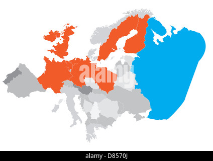 Vektorkarte von Europa Stockfoto