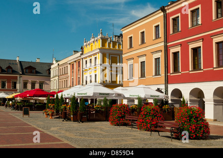 Gebäude am Hauptmarkt, Zamosc, Polen Stockfoto