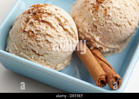 Hausgemachtes Zimteis mit Zimt in einer Schüssel Stockfoto
