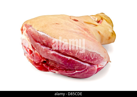 Schweinefleisch-Schaft isoliert auf weißem Hintergrund Stockfoto