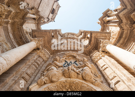 Die Kathedrale von Valencia. Dies ist die Eingangstür. Stockfoto