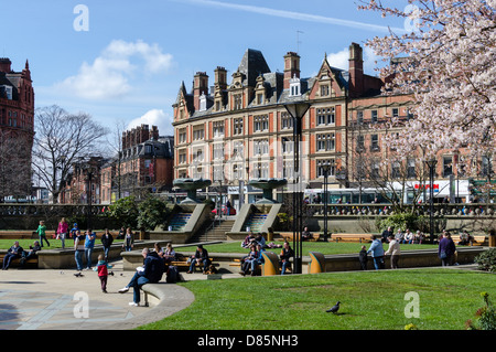 Die Peace Gardens in Sheffield, einer ausgezeichneten öffentlichen Raum Stockfoto