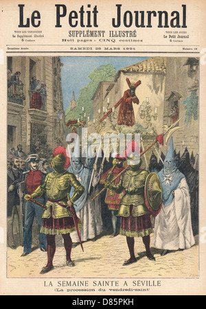 KarfreitagsProzession in Sevilla Stockfoto