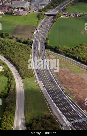 Luftaufnahme der Autobahn M62 in der Nähe von Leeds Stockfoto