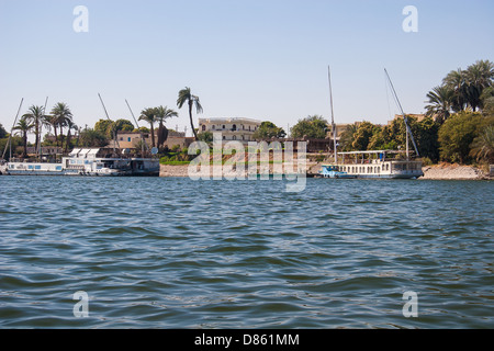 Wasserlandschaft am Nil in der Nähe von Luxor in Ägypten Stockfoto