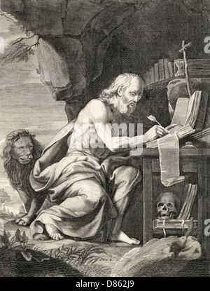 Der Heilige Jerome, Theologe, schrieb in seiner Zelle Stockfoto
