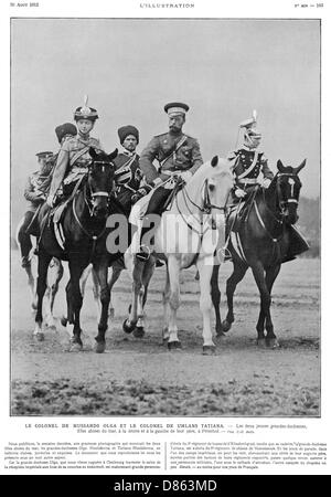 Die beiden ältesten Töchter des Zaren auf dem Pferderücken Stockfoto