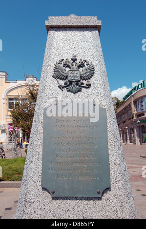 Ein Denkmal Granit Obelisk, Jalta, Krim, Ukraine, Osteuropa Stockfoto