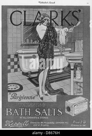 Werbung für Clarks' Badesalze zum Schlanken 1925 Stockfoto