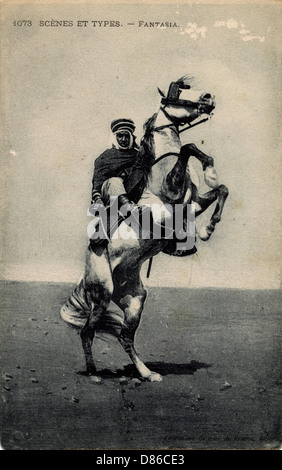 Algerischer Soldat auf dem Pferderücken Stockfoto