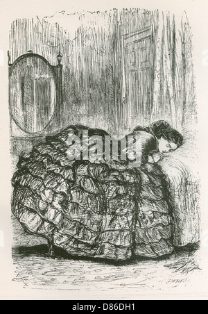 Ein Mädchen schläft im Crinolinkleid von Millais Stockfoto