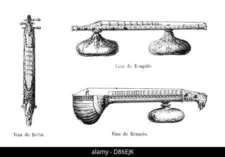 Drei indische Musikinstrumente Stockfoto