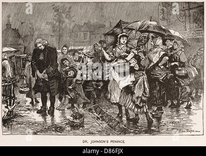 Dr. Samuel Johnson steht auf dem Uttoxeter-Markt Stockfoto