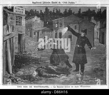 Die Polizei findet die von Jack the Ripper, London, getötete Leiche Stockfoto