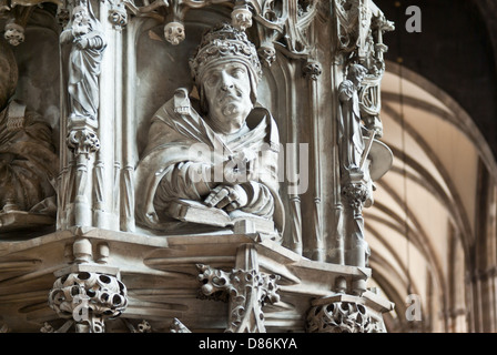 Str. Gregory das große Statue an der Pulpitum Stephansdom (Stephansdom), Vienna Stockfoto