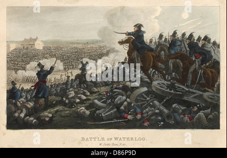 Die Schlacht der Waterloo-Darstellung nach Walter Scotts Gedicht. Stockfoto