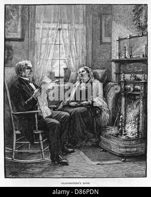 Innen: Ein altes Paar am Kamin, 1883. Stockfoto