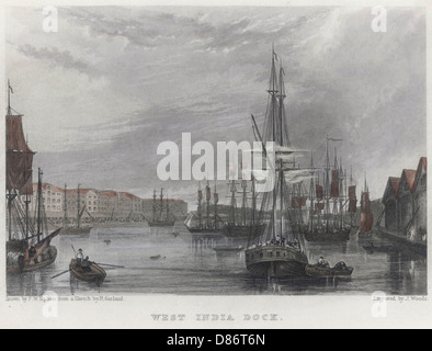Westindien Dock 1825 Stockfoto