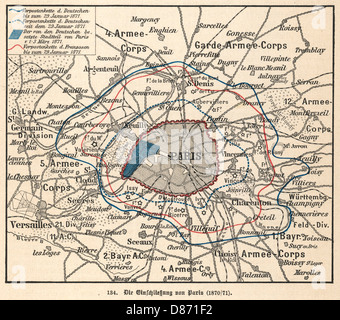 KARTE ZUR BELAGERUNG VON PARIS 1870 Stockfoto