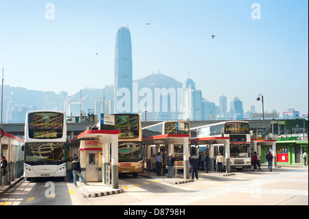 Busbahnhof in Hong Kong. Stockfoto