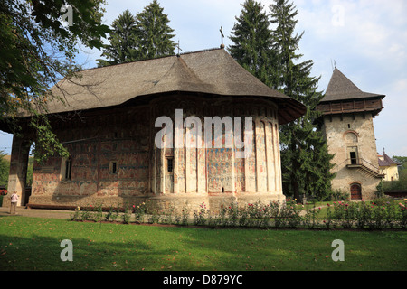 Humor-Kloster befindet sich in Manastirea Humorului, ca. 5 km nördlich der Stadt Gura Humorului, Rumänien. Es ist ein Kloster für Stockfoto