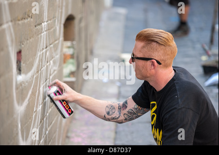 Melbournes Hosier & Rutledge Bahnen sind eine berühmte Touristenattraktion wo dürfen street Art Künstler schmücken die Wände. Stockfoto